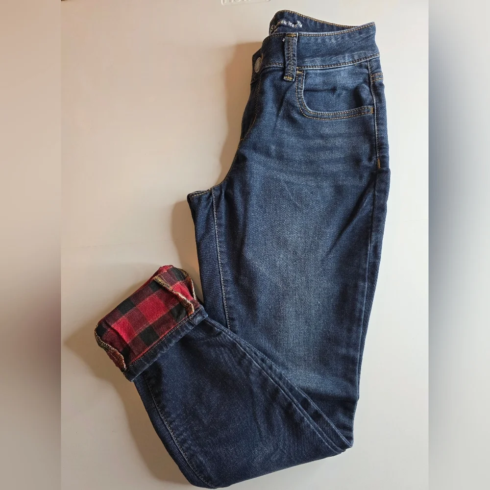 Maurices Sz S Super Soft Plaid Cuff Mid Rise Jeans Skinny Bx-3168